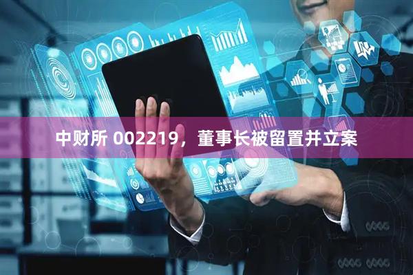 中财所 002219，董事长被留置并立案