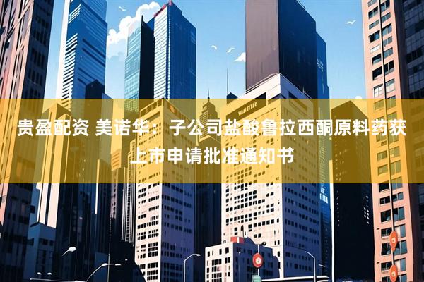 贵盈配资 美诺华：子公司盐酸鲁拉西酮原料药获上市申请批准通知书