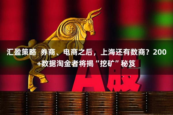 汇盈策略  券商、电商之后，上海还有数商？200+数据淘金者将揭“挖矿”秘笈