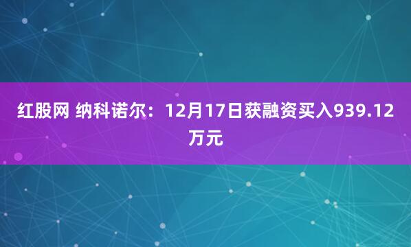 红股网 纳科诺尔:12月17日获融资买入939.12万元